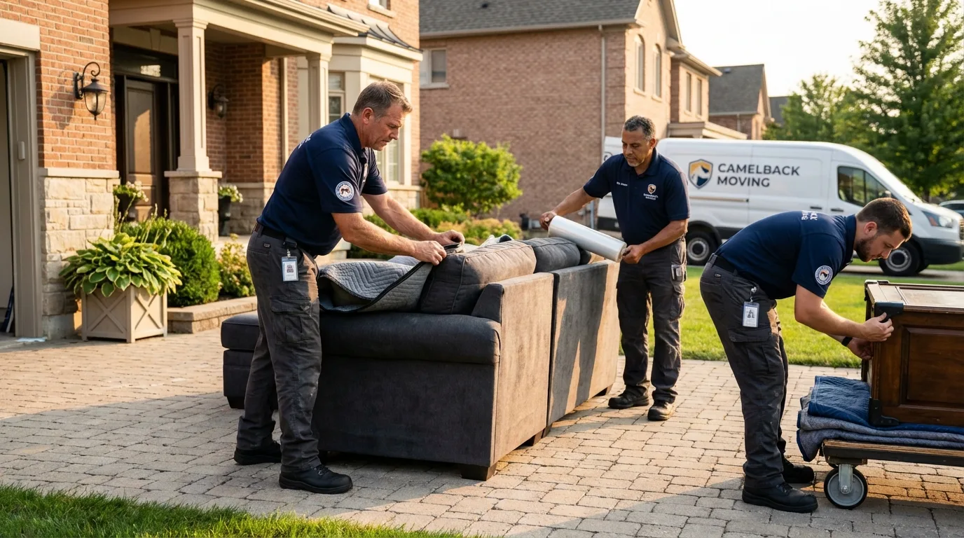 Large estate moving crew wrapping furniture in Deltaville, VA